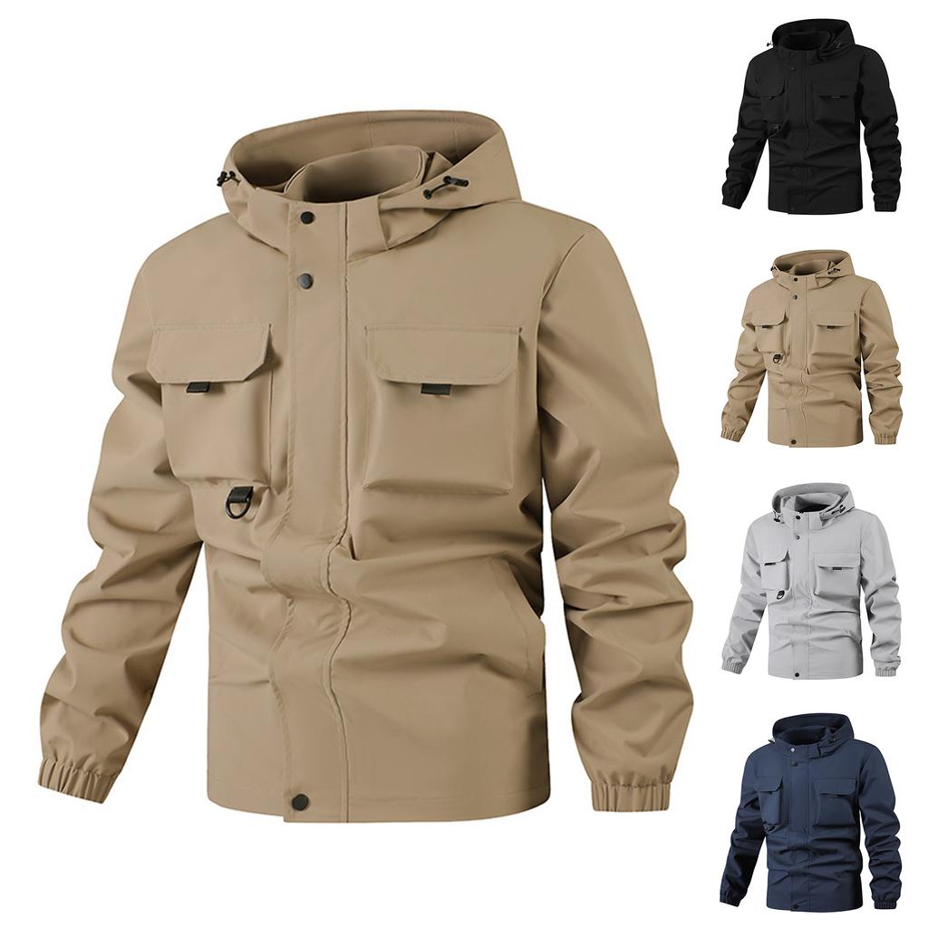 Herren Locker Jacke Modische Kapuzenjacke mit mehreren Taschen