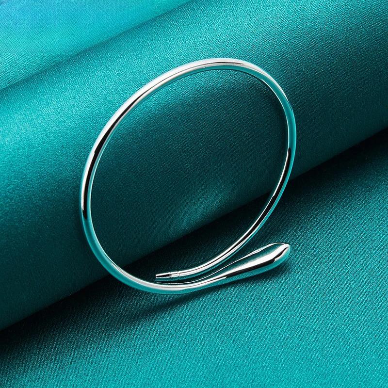 925 Sterling Silver Water Droplet Adjustable Bangles for Women Wedding Party Charm Fine Jewelry