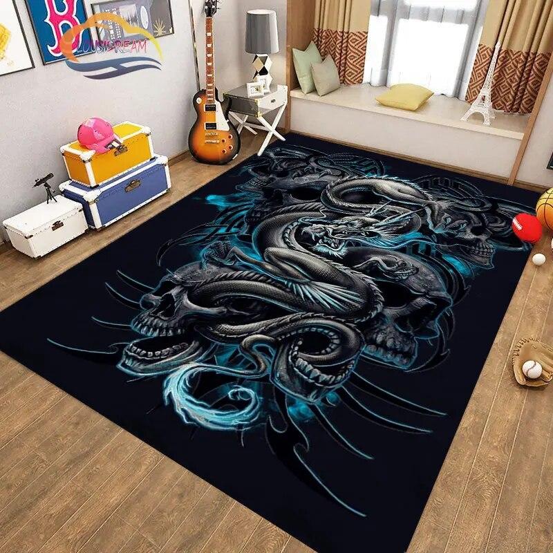 Kinesisk Drage Teppe 3D Trykk Dyr Tegneserie Mytisk drage Områdeteppe Stue Lekematte Gang Entrédør Dekor