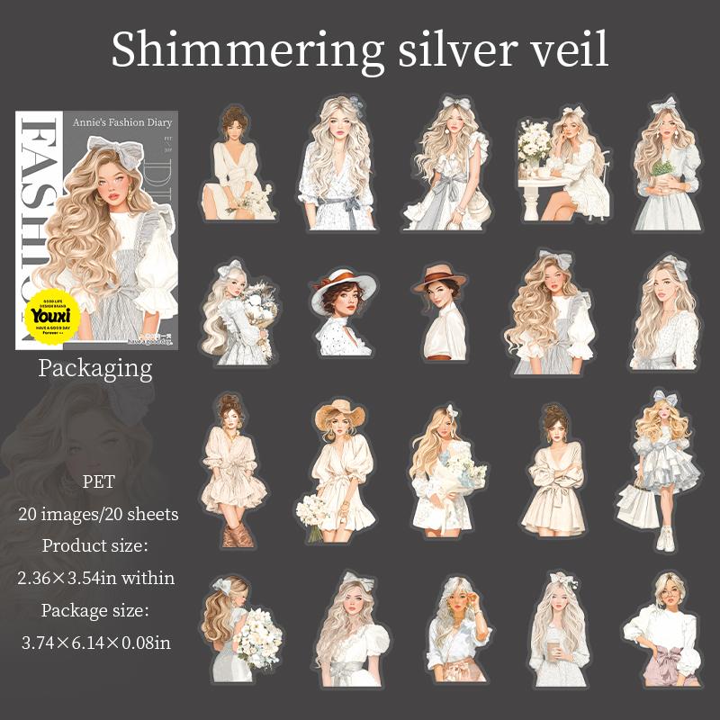 20sheets Fashion Girl Outfit Stickers For Journal DIY Scrapbook Phone Laptop Case Decoration Notebook Planner Craft Supplies