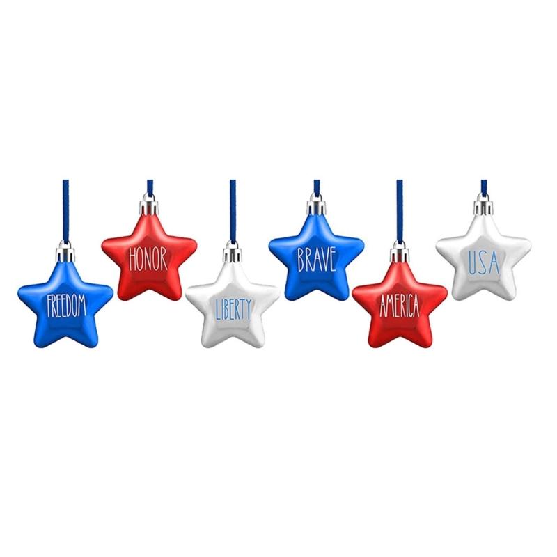 6/12x Independence Day Star Pendant Decor 4th July Indoor Decoration Ornament Pendant (Fourth of July Version)