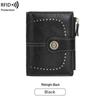 2023 RFID Women's Oil Wax Leather Wallet: Short Card Holder with Coin Purse and Fashion Buckle Zipper.