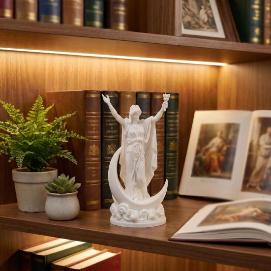3D Printed Greek Goddess Figurine, Crescent Goddess Statue, Resin Sculpture Ornaments for Home Office Desktop Bookshelf Decorations