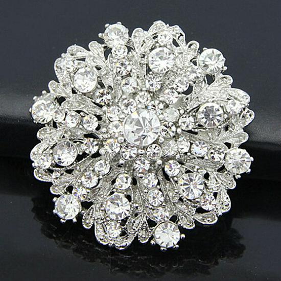 

Elegant Rhinestone Flower Boutonniere for Brides