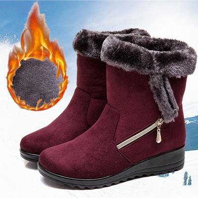 Mode Bottes pour femmes Mode Bottines Femmes Chaussures d'hiver chaudes en fourrure Bottes de neige Chaussures noires Femme Fermeture éclair Chaussures plates pour dames Mujer Botas Chaussures pour femmes