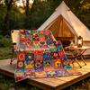 Weiche Flanelldecke Hippie Frieden Liebe Bunt Patchwork-Print Leicht Gemütlich Camping Sofa Bettdecke