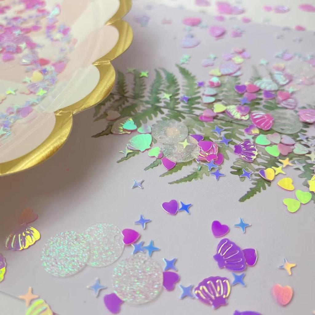 2000 Piece Mermaid Seashell Glitter PVC Table Confetti for Wedding, Birthday, Bridal Shower, Valentines Party Decorations (Pink)