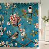 Tenda Doccia Motivo Fiori e Uccelli 3D Paravento Bagno Tessuto Impermeabile Decorazione Bagno 240X180cm Con Ganci Tende Doccia