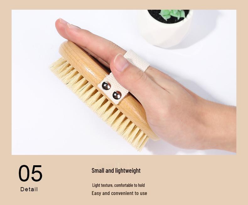 Wooden Boar Bristle Bath Brush with Long Handle for Scrubbing and Massage
