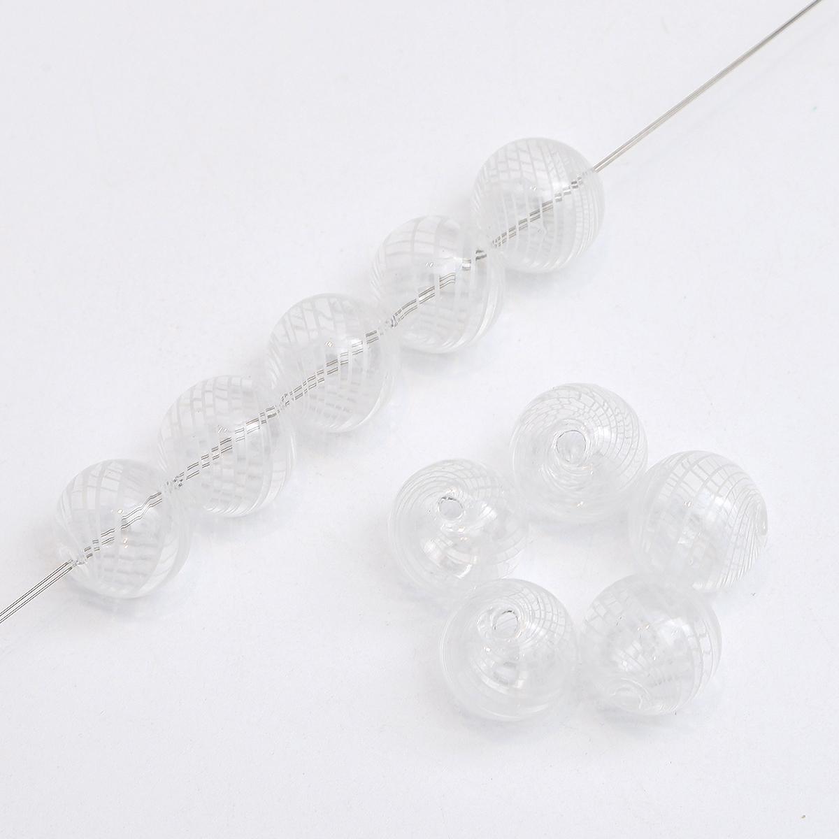 

14мм 1шт полые стеклянные бусины с тонкой линией, ручная роспись для изготовления ювелирных изделий 14mm белый