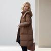 Casaco de Algodão de Pena Feminino Longo Inverno Espessado Acima do Joelho Solto com Capuz