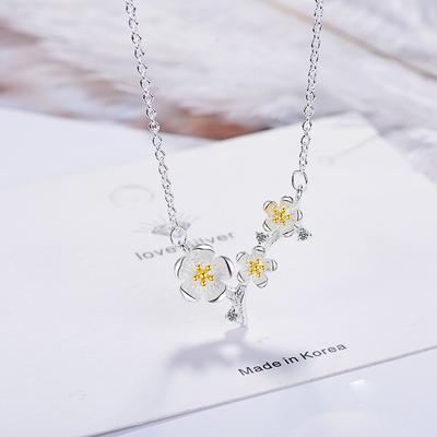 925 Sterling Silver Cherry Blossom Flower Pendant Necklace Party Wedding Jewelry Lovers Gifts S -N338