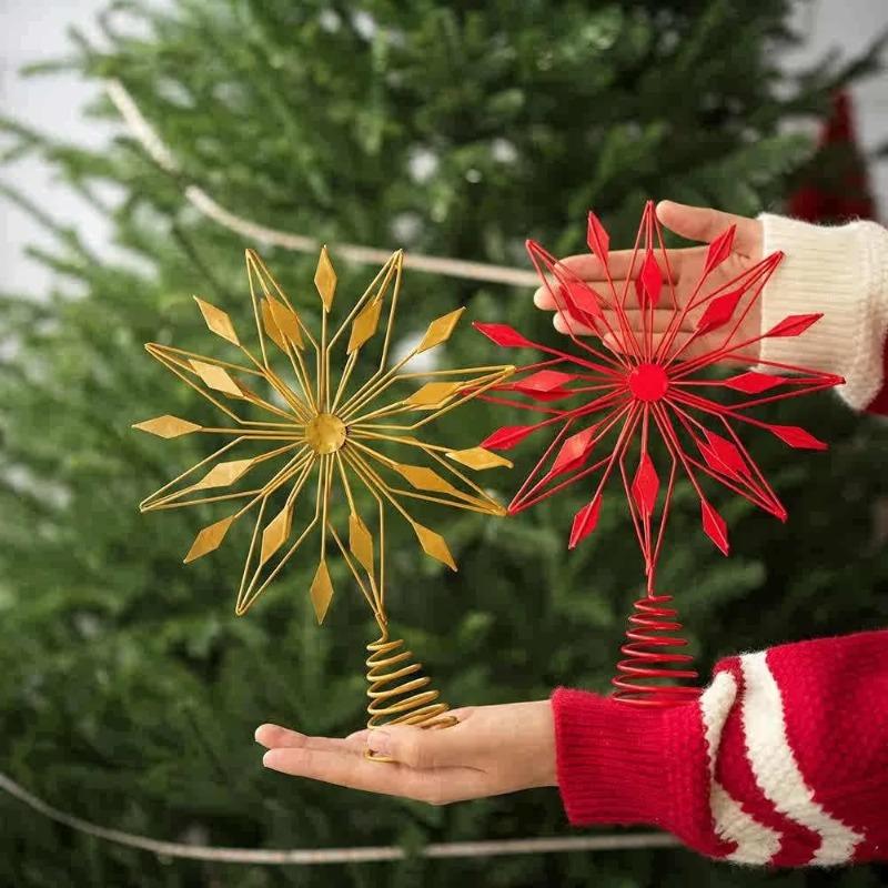 Creative Snowflakes Glitter Christmas Tree Decoration Christmas Tree Topper Christmas Tree Star Light Up Party Props 2026