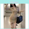 Spring Knit Fabric Womens Bodycon Midi Dress With Tiedye Pattern For Casual Wear