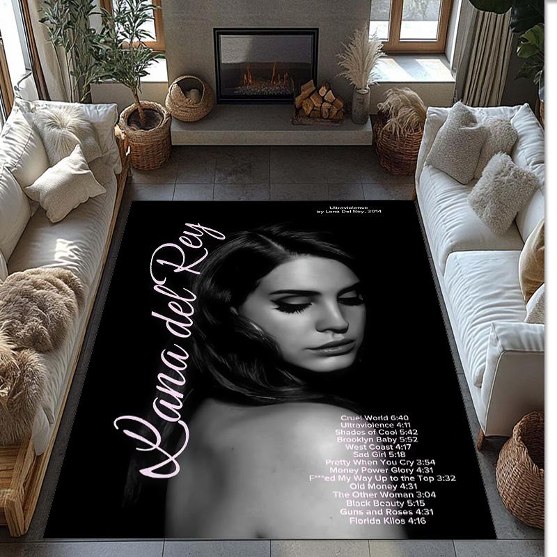 Soft Crystal Velvet Floor Rug,Lana Del Rey Anti Slip Decorative Carpet, Plush Area Mat For Indoor Home Decoration
