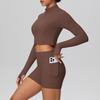Women's Slim Fit Zip-Up Jacket & High-Waist Butt-Lifting Shorts Yoga Set