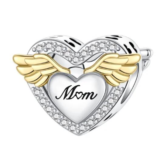 Copper Full Diamond Charms Colorful Heart Blooming Rose Round Beads Pendant Fit Original Bracelets Necklace Jewelry