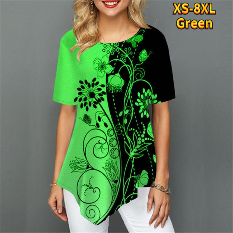 Женская футболка с нерегулярным цветком и цифровым 3D принтом — фото 17