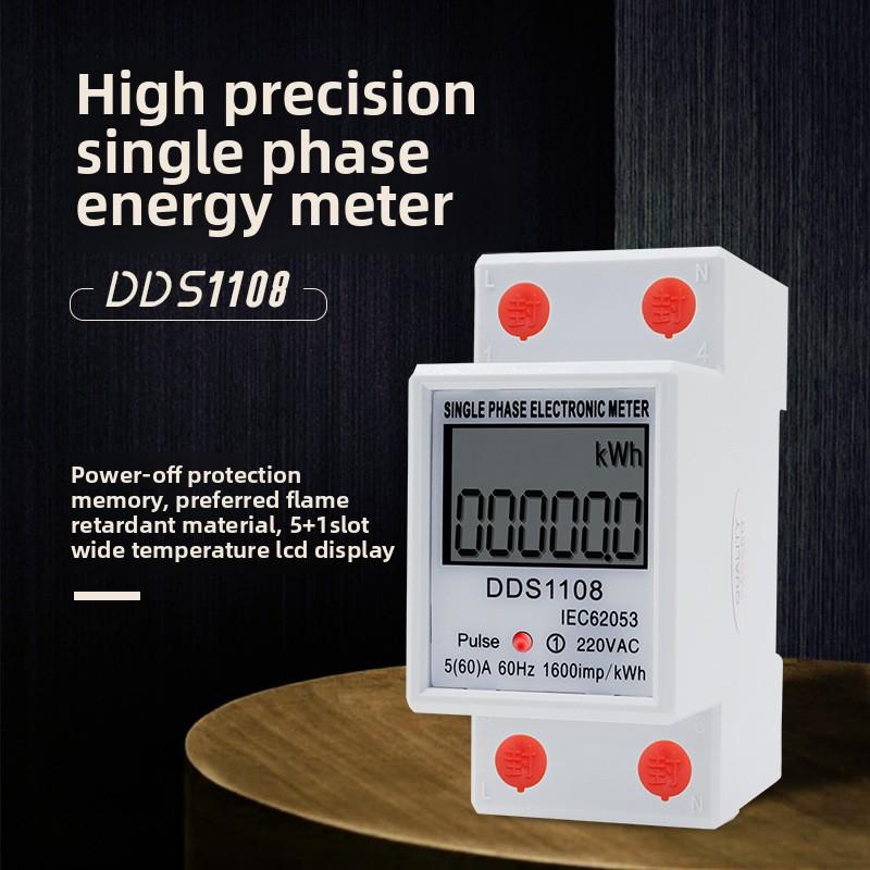 Single-phase Electric Energy Meter Rail Type Intelligent Digital Display Meter 220V High-precision Electric Meter 2P Instrument