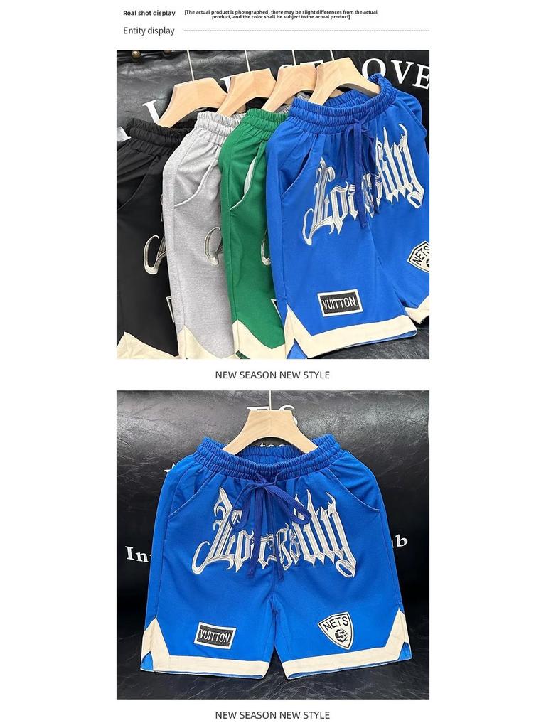 Men's Summer Basketball Shorts - Trendy Hip-Hop Style, Loose Fit, Embroidered Sport Shorts