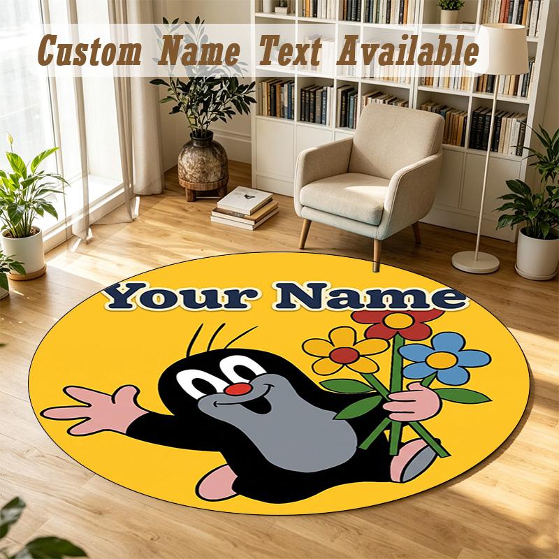 Pumuckl Personalized Round Rug Support Custom Name, Soft Home Decor Mat