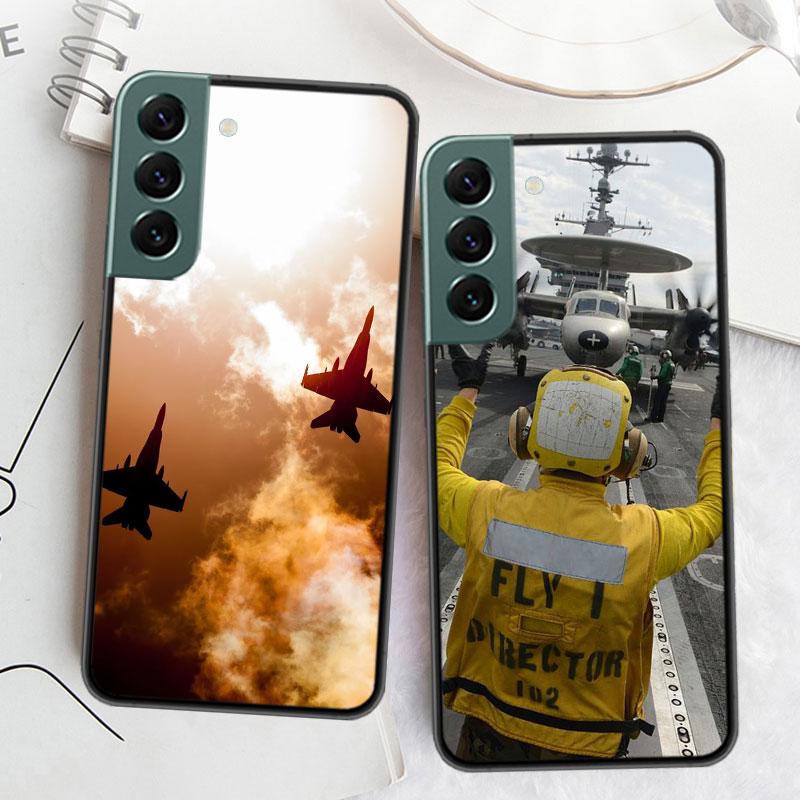 Military Aircraft Warship Fighter Phone Case For Samsung S25 Edge S24 FE Galaxy S22 Ultra S21 Plus S20 S23 S10 Plus Cover Silico