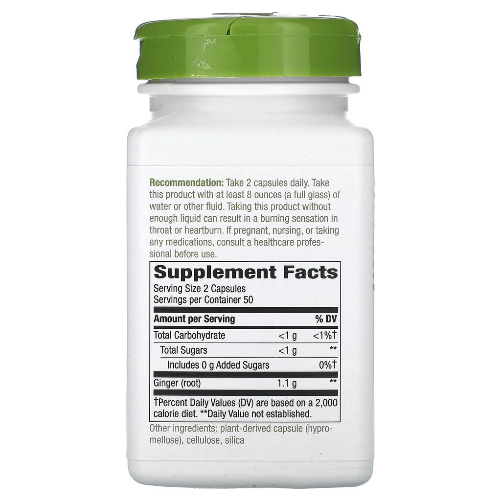 Nature's Way Ginger Root, 1,100Mg, 100 Veggie Caps (550Mg Per Serving)