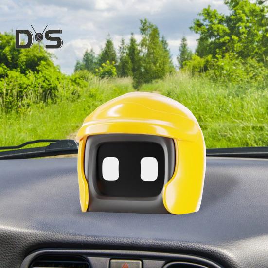 Helm-Auto-Roboter, süßer Fahrkumpel, Roboterfigur, Spielzeugauto, Armaturenbrett, Mini-Ornament, Geschenk für Roboterliebhaber
