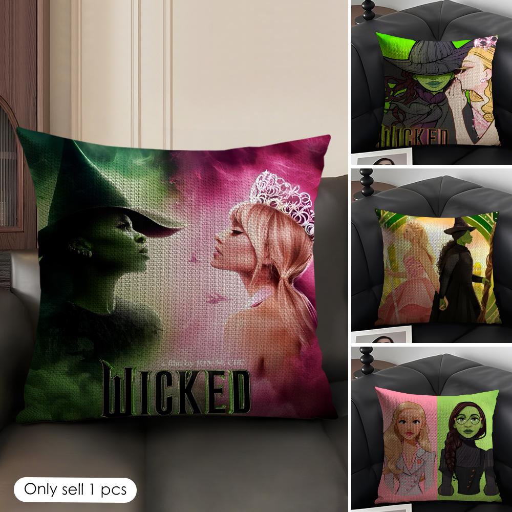 WWicked Part One Movie Cushion Cover Natural Linen Organic Fabric DoubleSided Printing Sofa Home Decor Gift Pillow Case
