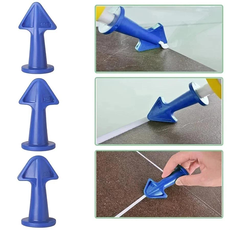 

3Pcs Plastic Silicone Tip Glue Scraper Set, Multi-Angle Scraper Removes Joint Residue Home Caulking for Windows,Doors And Corner синий