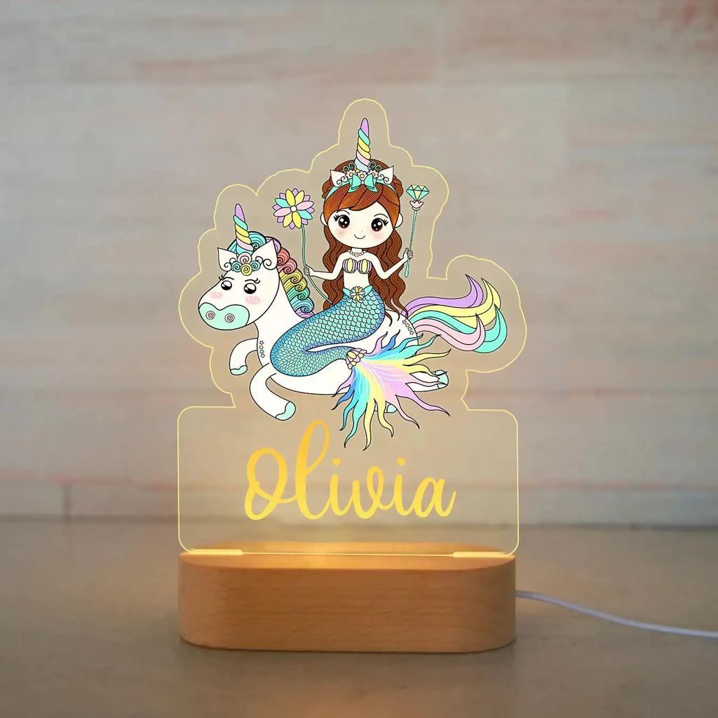Personalized Animal Night Light - Custom Name Acrylic Lamp for Kids Bedroom Decor Baby Birthday Christmas Gift