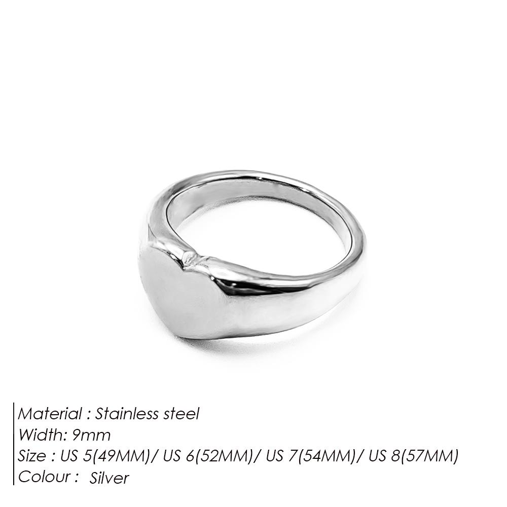 EMANCO Couple Heart Ring Stainless Steel Punk Style Geometric Jewelry Personalized Ring Gift for Women Valentine's Day