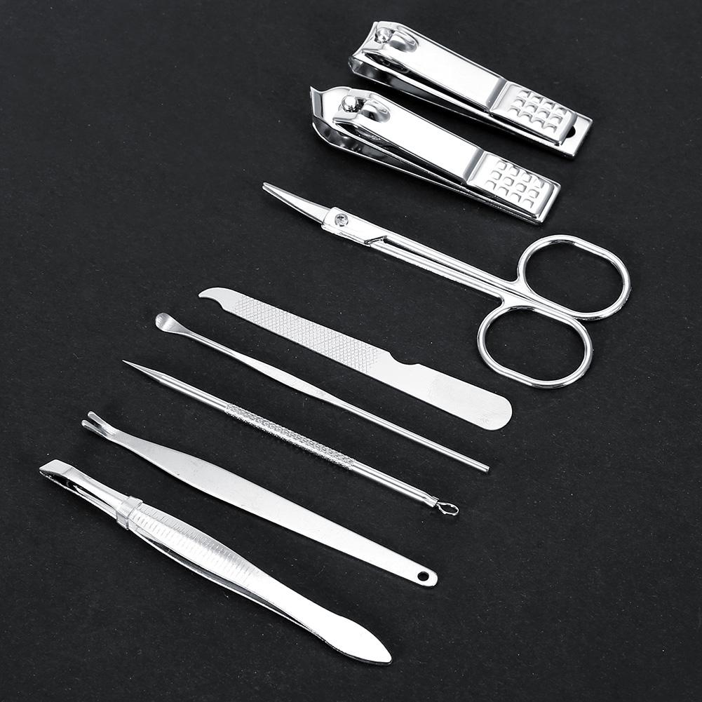 8 Pcs Stainless Steel Nail Scissors Cutter Clippers Set Fingernail Toenail (Black)