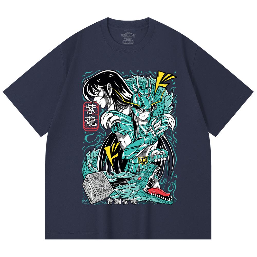 230 g/m² 100% Baumwolle Saint Seiya V8 Shiryu Druck Unisex Schweres Baumwoll-T-Shirt