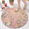 Minimalist Black Geometric Triangle Round Rug  Modern Abstract Polyhedral Line Circular Mat Non Slip Living Room Floor Carpet