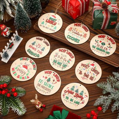 9 Stück Weihnachtsanhänger Weihnachtsbaumschmuck Anhänger-Set mit Weihnachtsmann Schneemann Lebkuchenmann Muster Feiertags-Partyzubehör