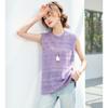 Fashionable 26 year summer outfit, layered on top, round neck, hollowed out knitted vest, knitted sweater, shoulder cut top, women's clothing