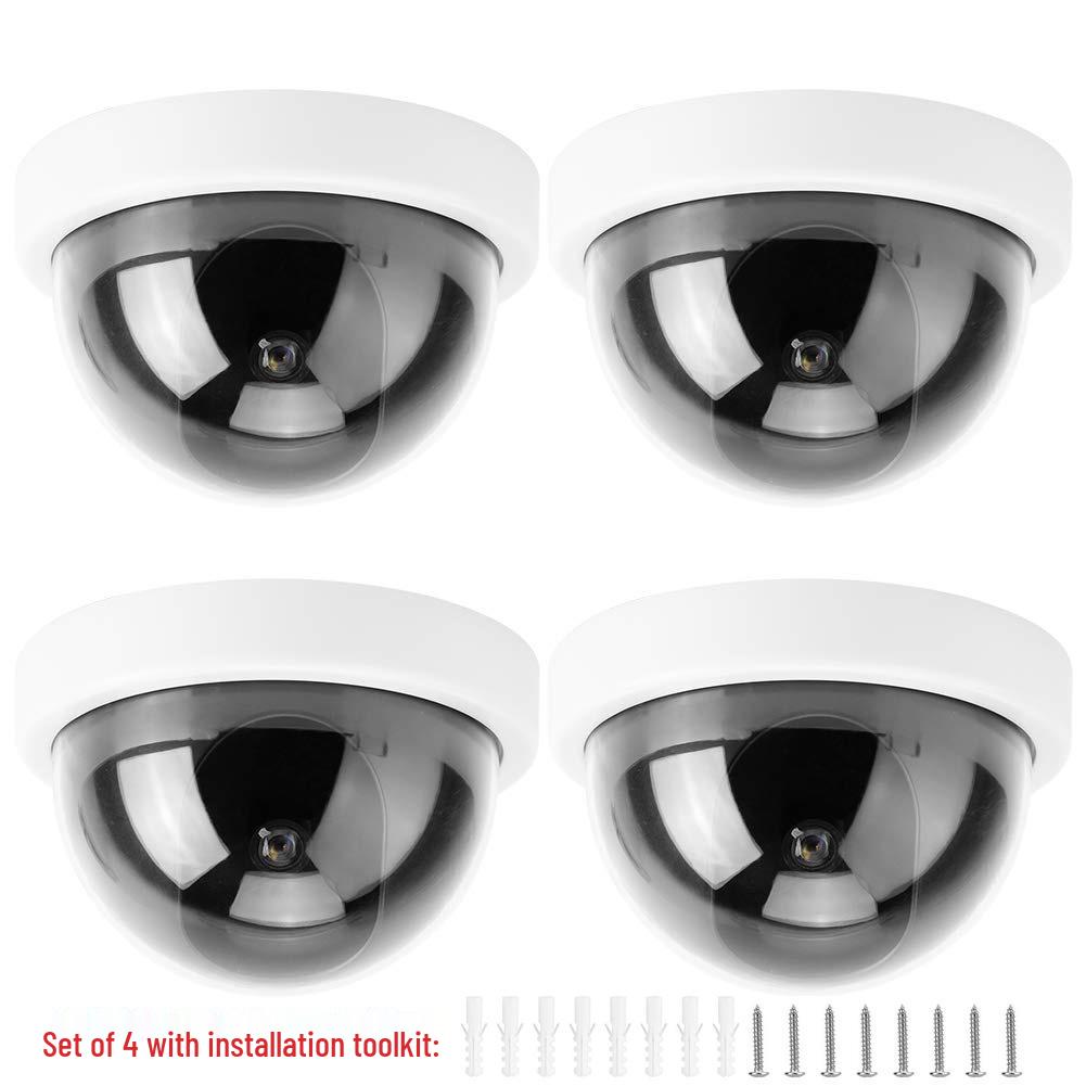 4-Pack Dummy Surveillance Cameras: Indoor/Outdoor, White, Flashing Light