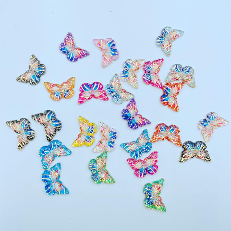 40 Pcs Resin Cute Cartoon Mini Colorful Beautiful Butterfly Flat Back Rhinestone Appliques Diy Wedding Scrapbook Craft A114