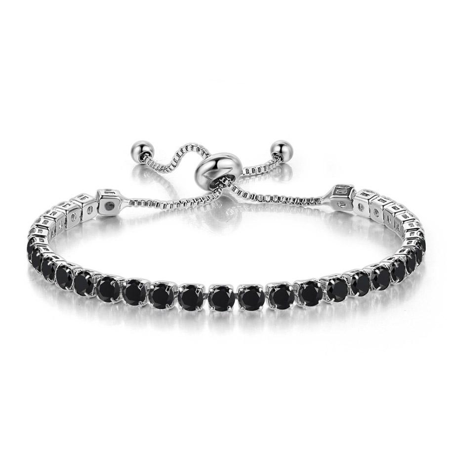 Adjustable 4MM Round Rainbow Zircon Tennis Bracelets for Women Men Fashion Silver Color Crystal Chain on Hand Trend Jewelry H133