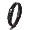 OL Style Men's Bracelets Stainless Steel Cuff Bangle  Vintage Braided Leather Bracelet for Men Male Wrist Gift New