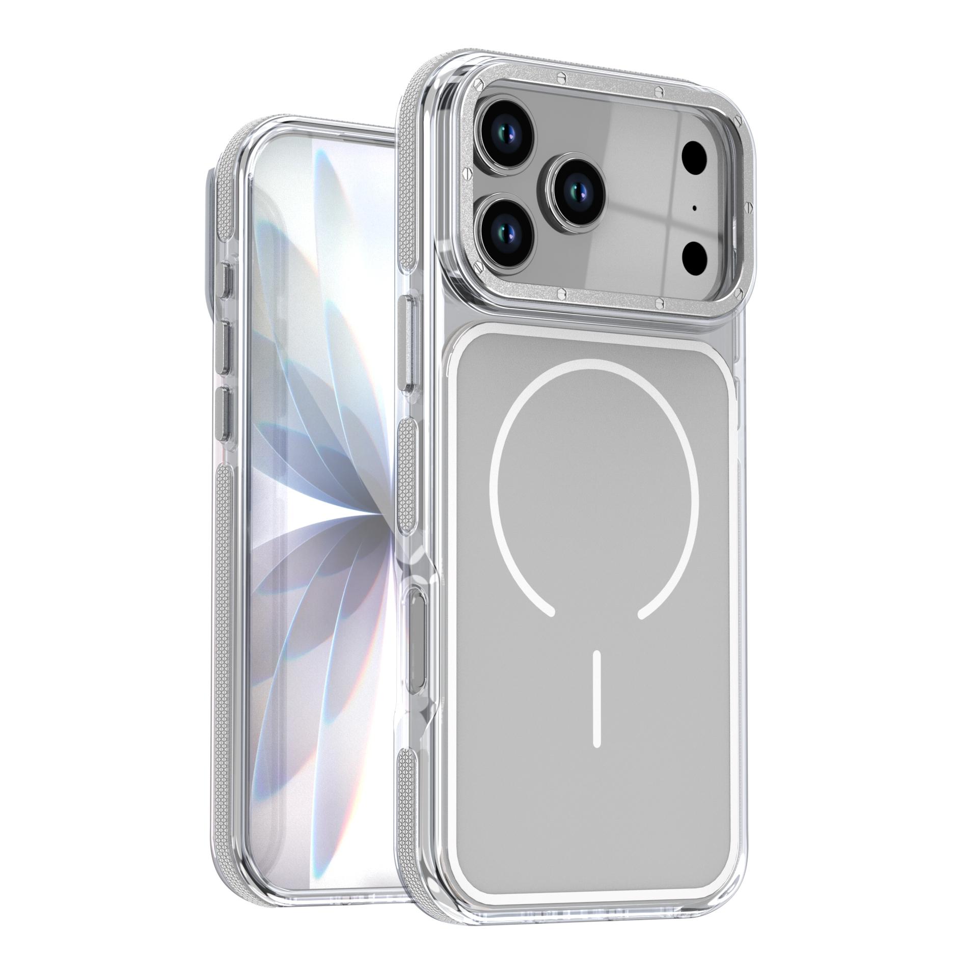 

Luxury Two Tone Border Clear Strong Magnetic Phone Case for IPhone 17 Air 16 15 14 Plus 13 12 17 Pro Max 16e For Magsafe Cover iPhone17 сірий