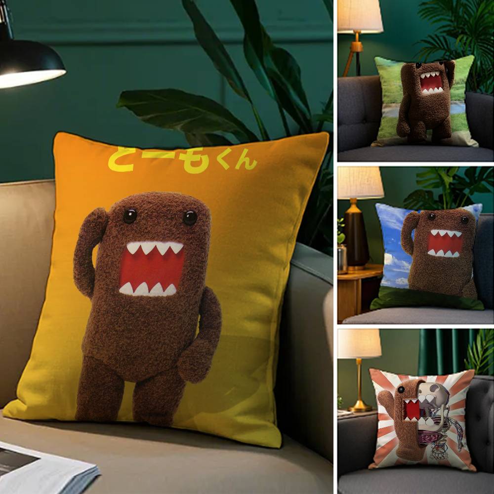 Popular Cartoon Characters Domo-kun-Fun Pillow Case Comfort Sofa Bed Silky Elegant Invisible Zipper Decorative Cushion Cover