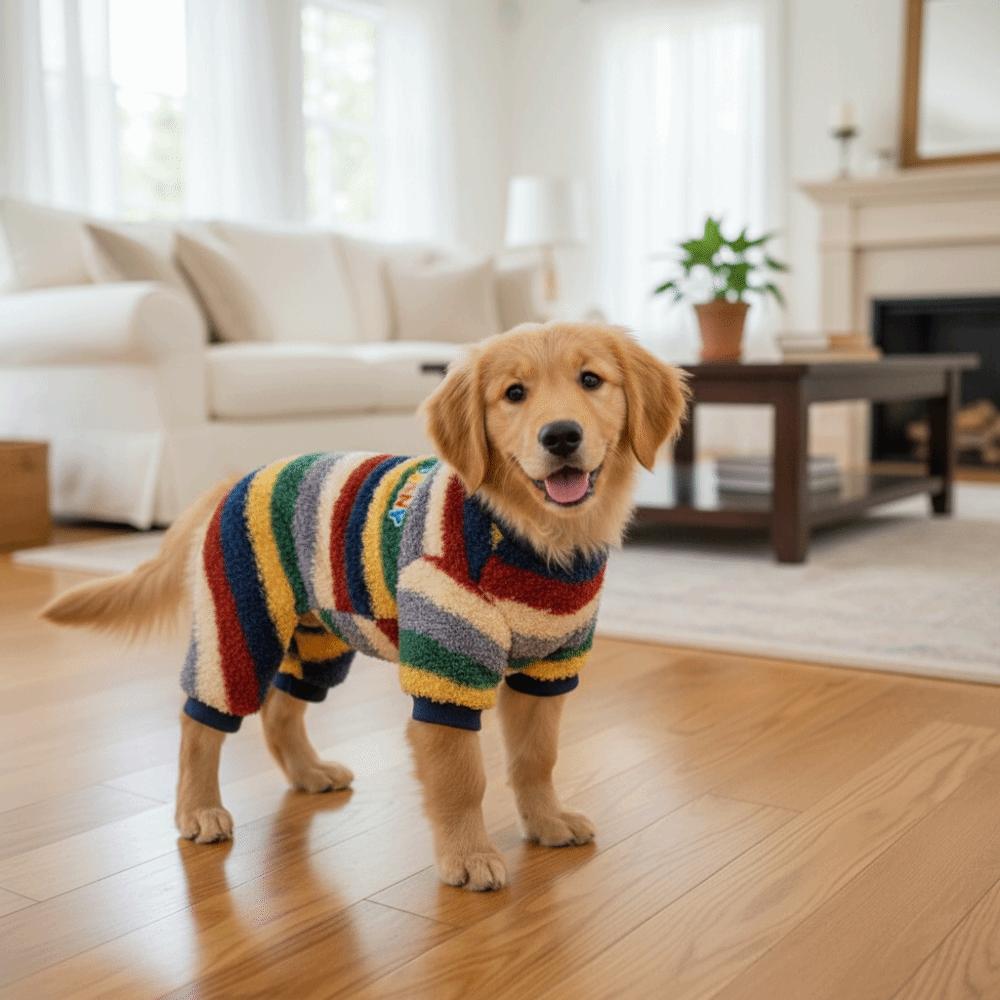 Rainbow Striped Dog Four Legged Clothes Thicken Striped Dog Clothes for Cats and Dogs