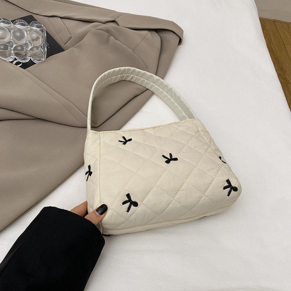 Fashion Quilted Shoulder Bag Large Capacity Underarm Bags Handheld Shopping Bag Lightweight Puffy Handbags for Women Girls