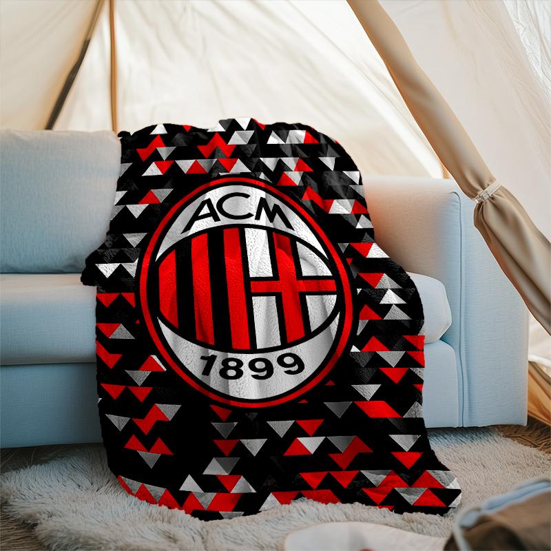 1PC Ac Milan Printed Soft Flannel Blanket Throw for Adult Bedroom Living Room Sofa Camping Travel Fan Gifts Christmas Gifts