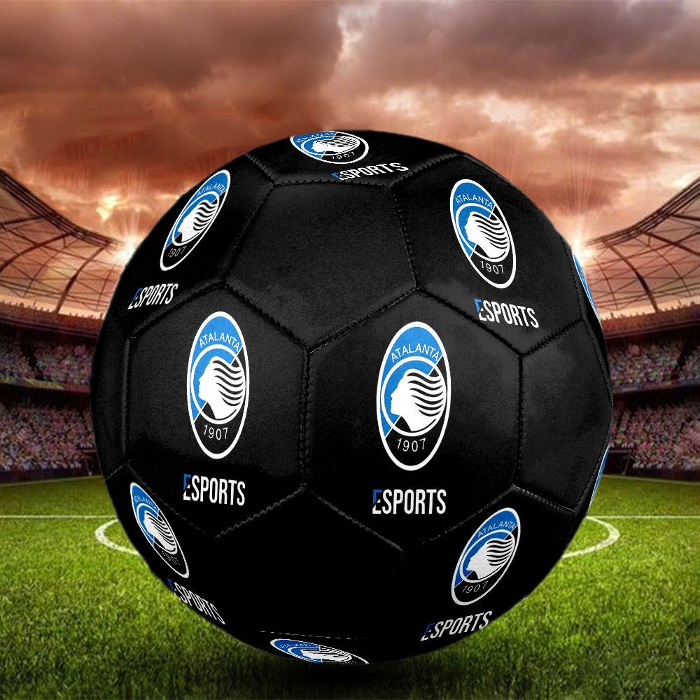 Atalanta BC Logo Size 5 Soccer Ball, Machine-Stitched PVC, Durable & High Bounce, All Ages Fit, Fan Merchandise, Matches & Outdoor Use.