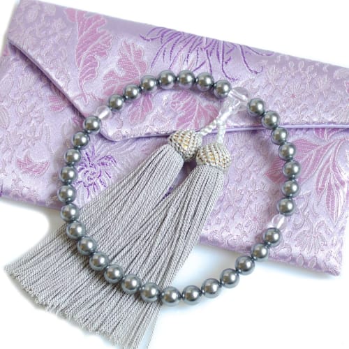 Women's Hanadama Pearl Prayer Beads with Magnetic Closure and Black Shell Pearls, Includes Prayer Bead Bag
