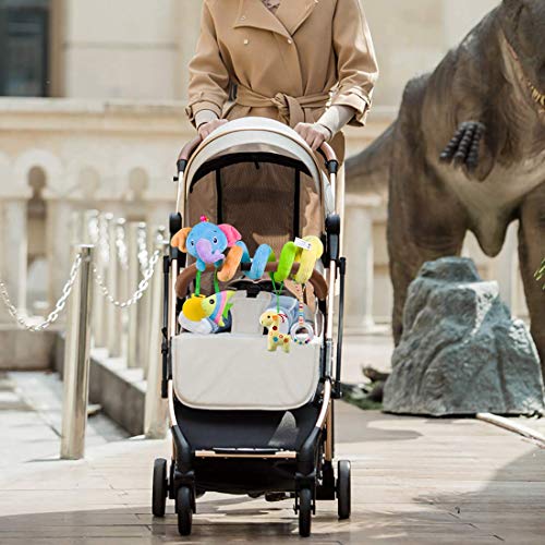 Cute, soft plush toy that attaches to a stroller. Baby/Kids bear/elephant design. Perfect as a baby shower/birthday gift. Blue (Elephant)