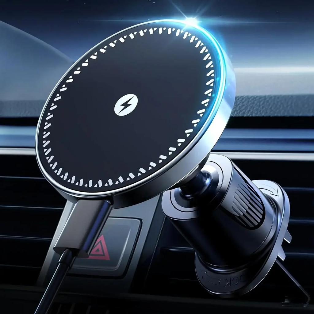 UYUXIO 15W Magnetic Wireless Car Charger Air Vent Fast Charging Car Mount Phone Holder with Magnet for iPhone 16 15 14 13 12